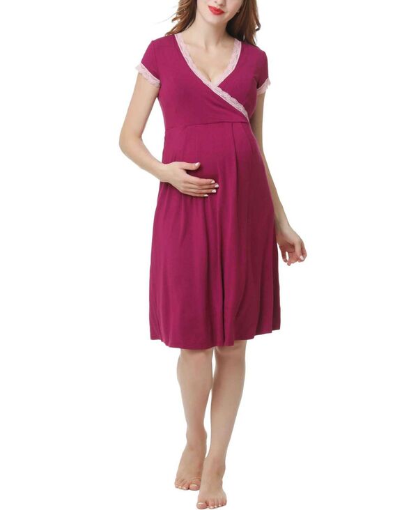 キミアンドカイ レディース アンダーウェア ナイトウェア マタニティ Maternity kimi + kai Nursing Nightgown Deep berry|ReVida 店