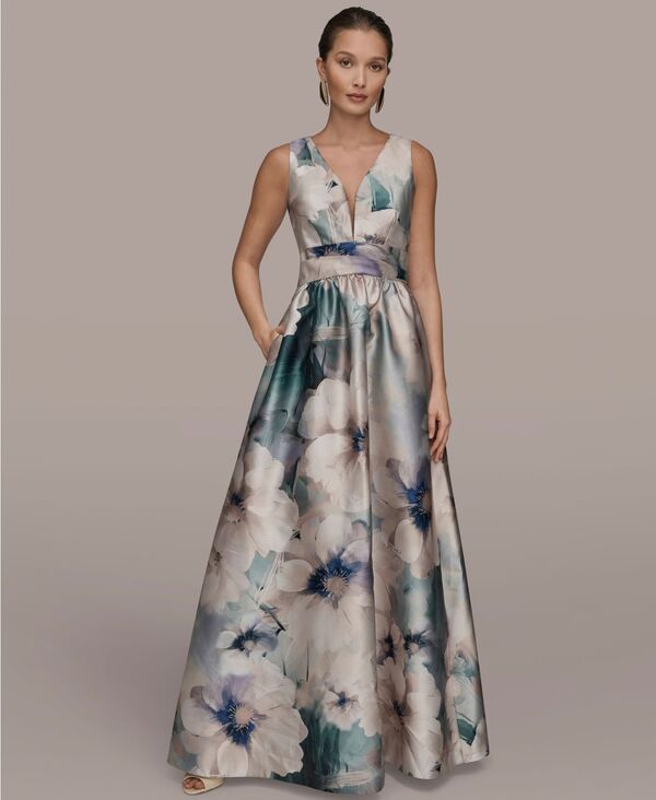 ダナ キャラン ニューヨーク レディース トップス ワンピース A ライン フラワー柄 プリーツ プリント ノースリーブ フラワー Donna Karanew York Women's Floral Print Sleeveless Pleated A-line Ball Gown Laurel Multi マルチカラー｜ReVida 店