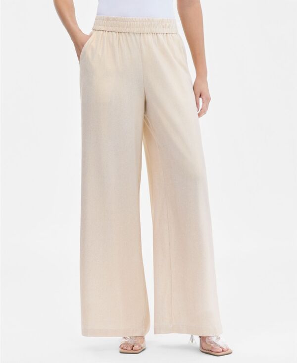アイ.エヌ.シー インターナショナル コンセプト レディース ボトムス カジュアルパンツ トール リネン I.N.C. International Concepts Women's Metallic Linen-Blend Wide-Leg Pants Gold Foil ゴールド｜ReVida 店