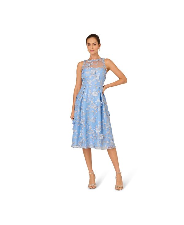 アドリアナ パペル レディース トップス ワンピース ミディ 刺繍 ホルター Adrianna Papell Women's Halter Neck Embroide red Midi Dress Light Blue/Gold ブルー｜ReVida 店 22,896円