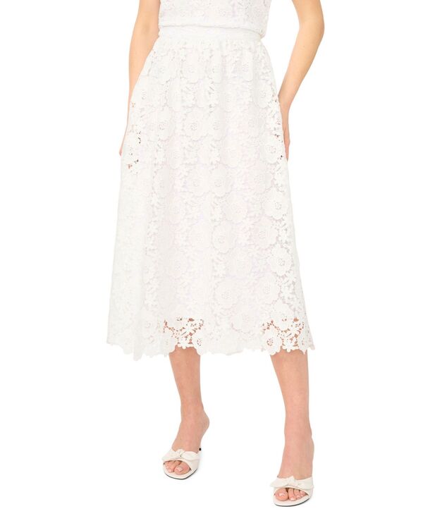 セセ レディース ボトムスカート A ライン ミディ レース CeCe Women's Lace A-Line Midi Skirt Ultra White ホワイト|ReVida 店