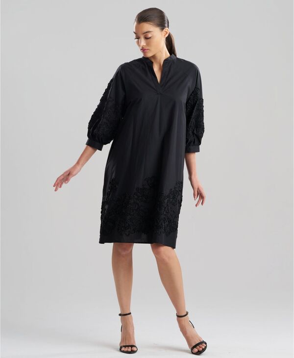 ナトリ レディース トップス ワンピース Vネック Natori Women's Carnation Embroidery V-Neck Dress Black ブラック｜ReVida 店