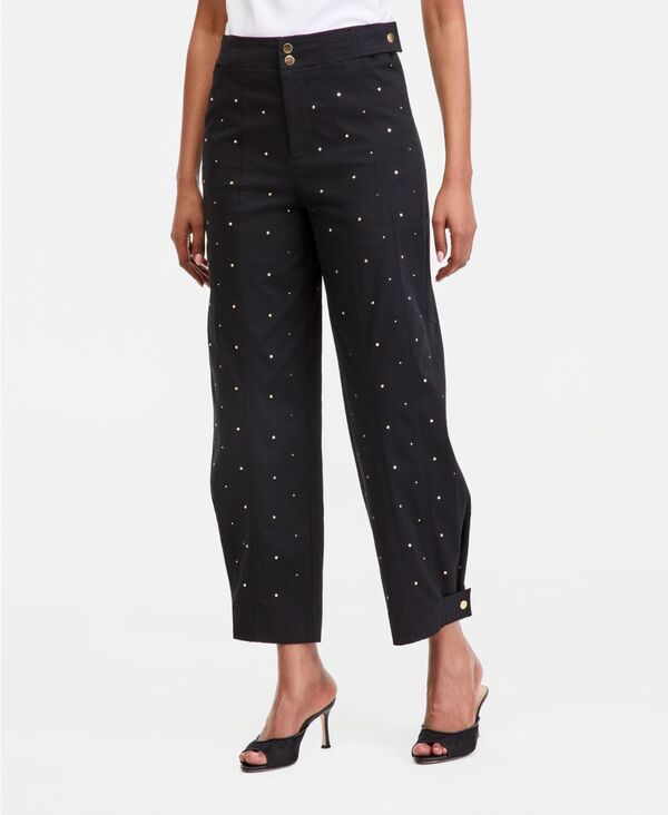 アイ.エヌ.シー インターナショナル コンセプト レディース ボトムス カジュアルパンツ I.N.C. International Concepts Women'studded Tape red Pants Deep Black ブラック｜ReVida 店