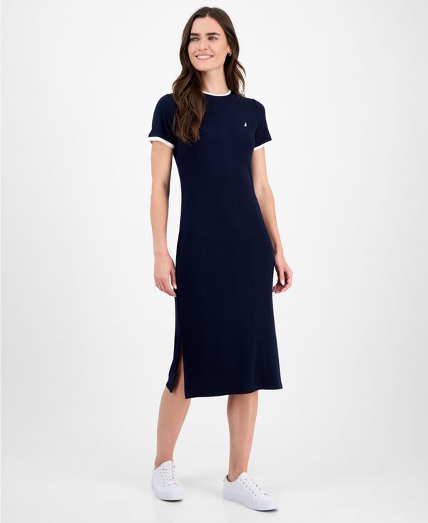 ノーティカ ジーンズ レディース トップス ワンピース リブ ミディ Nautica Jeans Nautica Women's Ribbed Midi Dress Night Sky｜ReVida 店