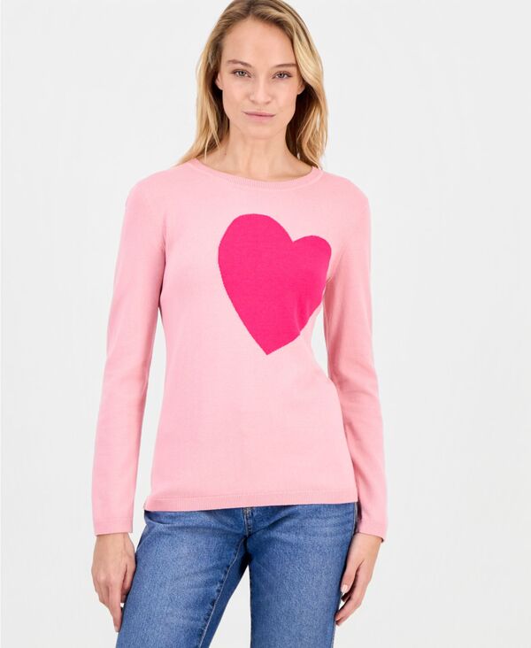 ノーティカ ジーンズ レディース アウター ニット・セーター コットン 刺繍 Nautica Jeans Nautica Women's Cotton Embroide red-Heart Sweater Bridal Rose/ Aster Pink ピンク｜ReVida 店