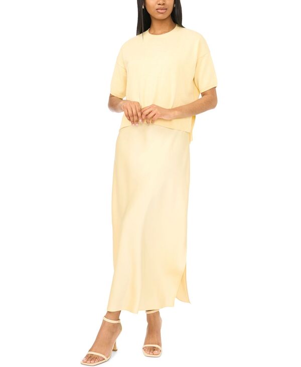 ミスク レディース アウター ニット・セーター MSK Women'sweetheart Neck Sweater Dressoft Yellow イエロー｜ReVida 店