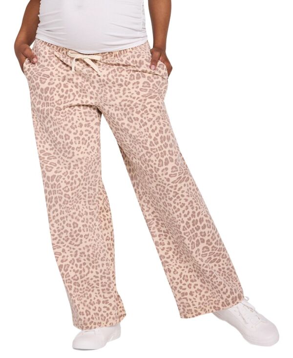 マザーフッドマタニティー レディース ボトムス カジュアルパンツ ワイドレッグ デニム Motherhood Maternity Women's Under the Belly Tie Waist Denim Wide Leg Pant Cheetah print デニム｜ReVida 店