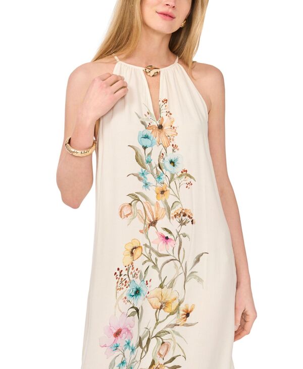 ヴィンスカムート レディース トップス ワンピース マキシ Vince Camuto Women's High-Neck Flowy Maxi Dress Antique White ホワイト|ReVida 店