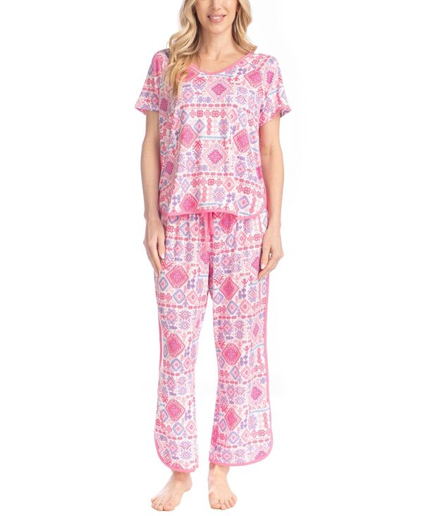 ムクルクス レディース ボトムス カジュアルパンツ Vネック アンクル MUK LUKS Women's Artistic Garden V-Neck Top and Ankle Pants Tribal Ikat｜ReVida 店 10,860円