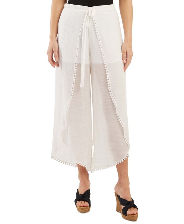 ビーシーエックス レディース ボトムス カジュアルパンツ クロップド BCX Juniors' Tie-Front Gauze Cropped Pants Off White オフホワイト｜ReVida 店