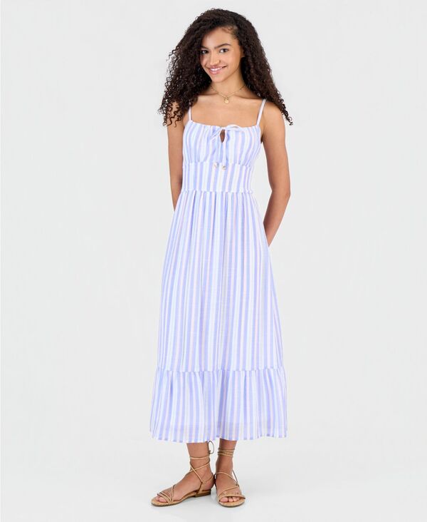 シンシアリージュルズ レディース トップス ワンピース ティアード プリント ミディ Sincerely Jules Juniors' Printed Tie red Midi Dress Hydrangea/Pink Stripe ピンク｜ReVida 店