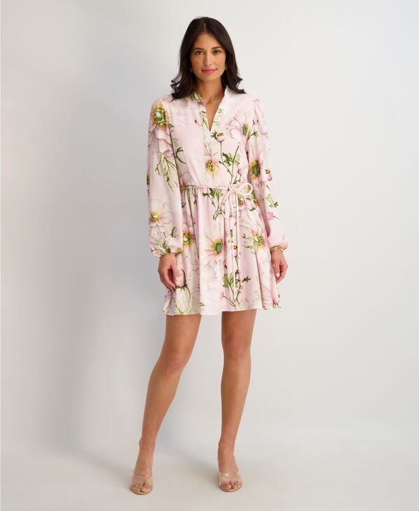 ケンジー レディース トップス ワンピース Vネック Kensie Women's Textu red Woven V-Neck Dress Pink ピンク|ReVida 店