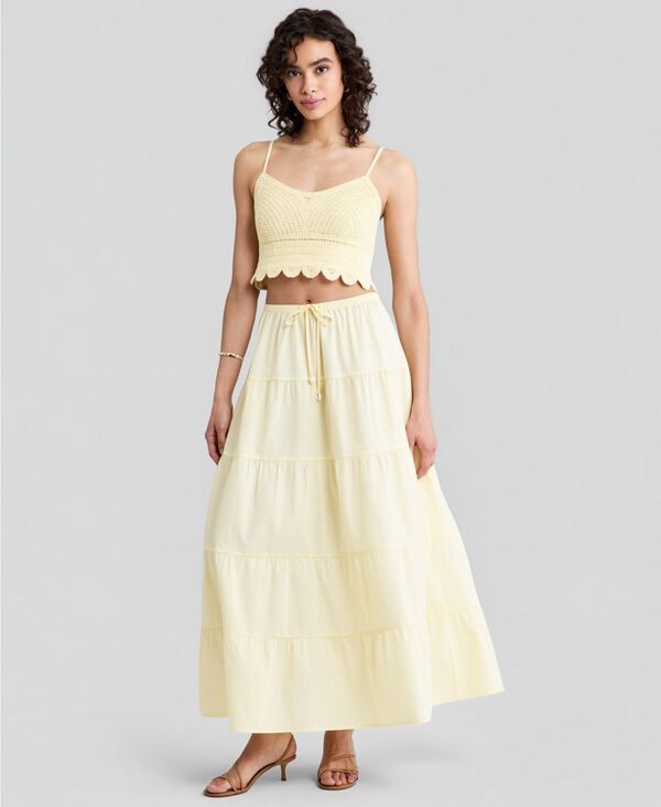 アンドノウディス レディース ボトムスカート ティアード コットン マキシ And Now This Women's Cotton Tie red Pull-On Maxi Skirt Manila｜ReVida 店