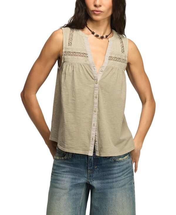 ラッキーブランド レディース トップス シャツ Vネック ノースリーブ Lucky Brand Women's V-Neck Sleeveless Top Dried Sage セージ|ReVida 店