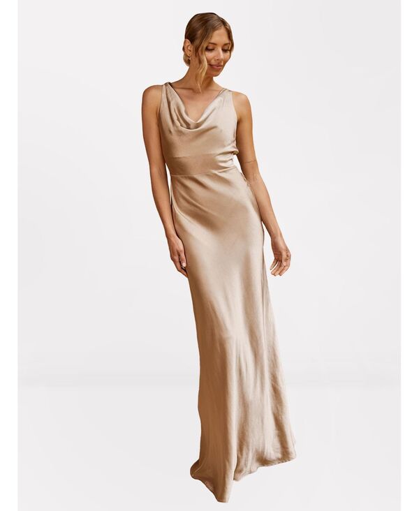 シックスストーリーズ レディース トップス ワンピース シフォン サテン マキシ Six Stories Women's Chiffon Bandeau Satin Maxi Dress Champange｜ReVida 店