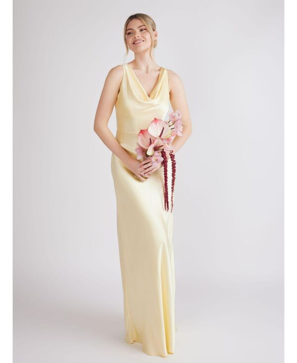 シックスストーリーズ レディース トップス ワンピース シフォン サテン マキシ Six Stories Women's Chiffon Bandeau Satin Maxi Dress Lemon|ReVida 店