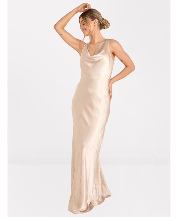 シックスストーリーズ レディース トップス ワンピース シフォン サテン マキシ Six Stories Women's Chiffon Bandeau Satin Maxi Dress Oyster｜ReVida 店