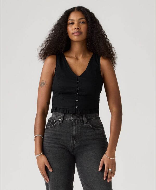 リーバイス レディース トップス シャツ ミニ ブラウス Levi's Women's Teagan Mini Eyelet Blouse Mini Eyelet Anthracite Night｜ReVida 店