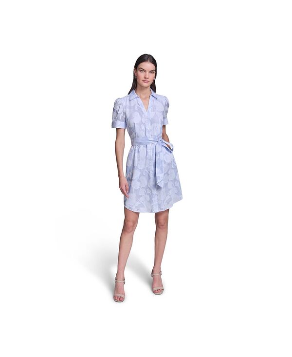 カール ラガーフェルド レディース トップス シャツ フラワー柄 コットン フラワー KARLAGERFELD PARIS Women's Floral Burnout Cotton Shirt-Dress Blue Multi ブルー|ReVida 店