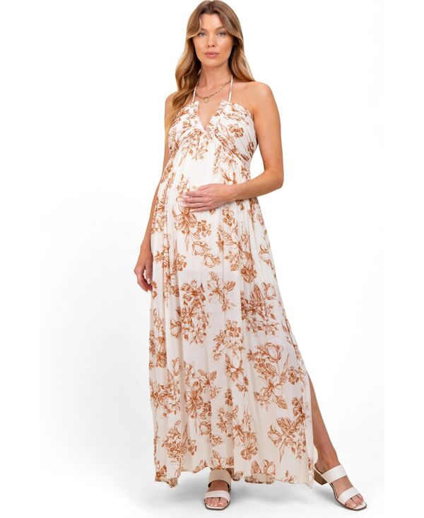 ピンクブラッシュ レディース トップス ワンピース フラワー柄 マタニティ マキシ フラワー ホルター Pinkblush Maternity Light Blue Floral Tie-Back Halter Maxi Dress Taupe トープ｜ReVida 店 28,480円