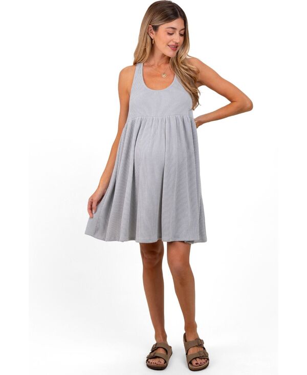 ピンクブラッシュ レディース トップス ワンピース オープンバック リブ ミディ ノースリーブ マタニティ Pinkblush Maternity Ribbed Sleeveless Open Back Midi Dress Heather grey グレー|ReVida 店