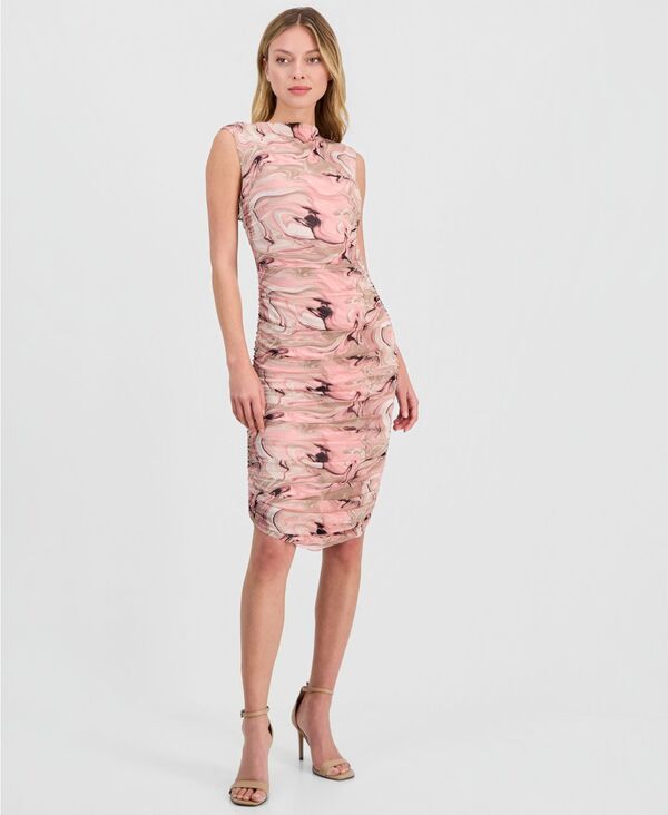 バースリー レディース トップス ワンピース プリント ノースリーブ Bar III Women's Printed Sleevelessheath Dress Desert Rose Multi マルチカラー｜ReVida 店