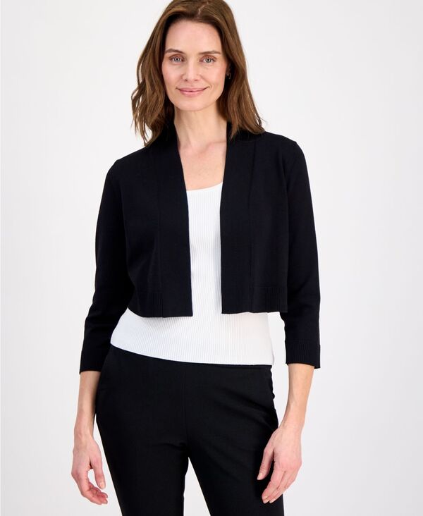 カスパール レディース アウター コート クロップド Kasper Women's Cropped Kissing Front Shrug Black ブラック｜ReVida 店