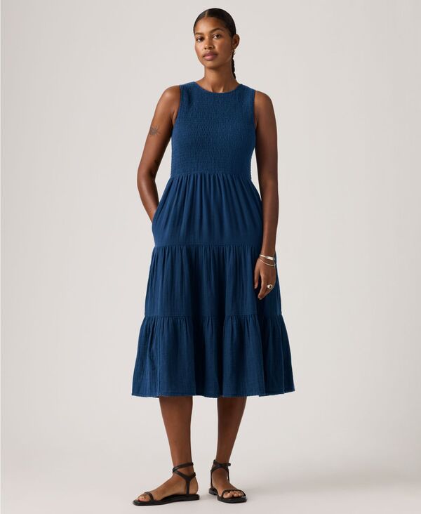 リーバイス レディース トップス ワンピース ティアード シャーリング Levi's Women's Cely Smocked Tieredress Chillagoon｜ReVida 店