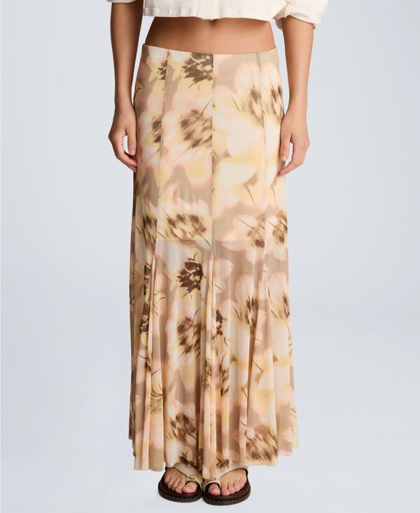 ケネスコール レディース ボトムスカート プリント マキシ Kenneth Cole Women's Pull-On Godet Printed Maxi Skirt Pastel Yellow Multi イエロー｜ReVida 店