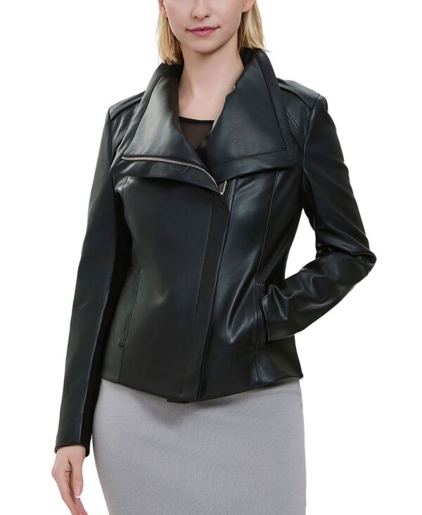 キミアンドカイ レディース アウター ジャケット・ブルゾン レザー フェイクレザー kimi + kai Women's Faux Leather Moto Jacket Black ブラック｜ReVida 店