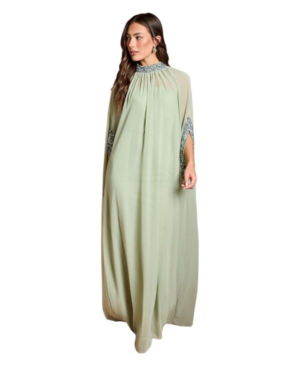 コースト レディース トップス ワンピース シフォン ケープデザイン スパンコール キャップ ケープ マキシ Coast Women's Chiffon Cape Style Sequin Maxi Dressage セージ｜ReVida 店