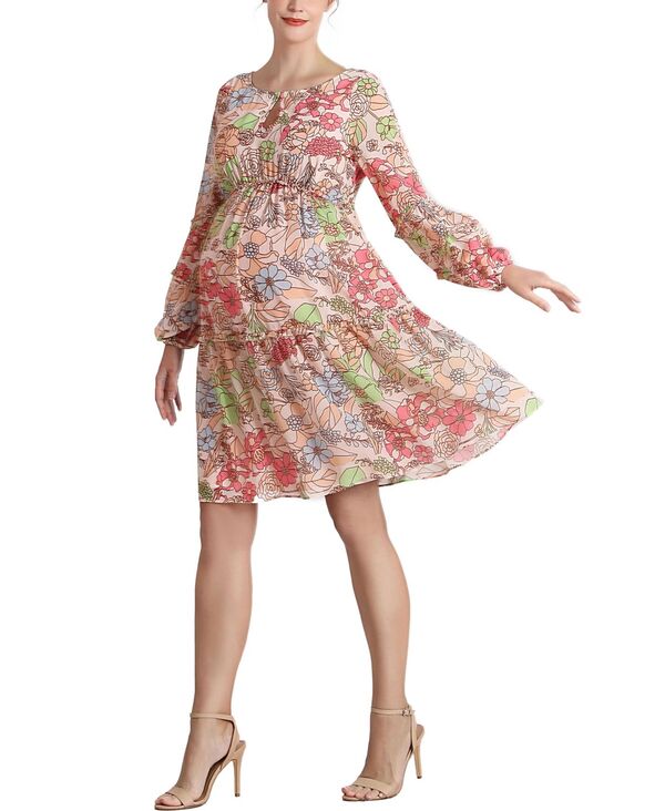 キミアンドカイ レディース トップス ワンピース シフォン マタニティ kimi + kai Women's Piper Chiffon Maternity Dress Multicolo red マルチカラー｜ReVida 店