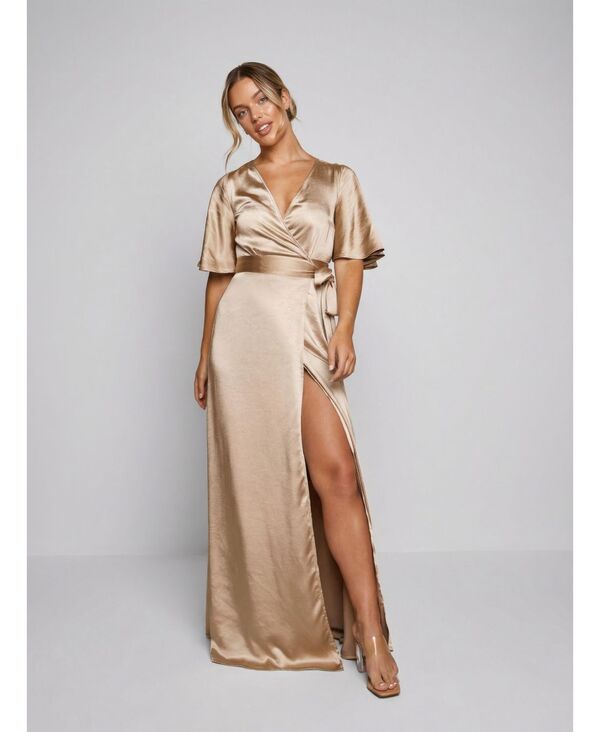 シックスストーリーズ レディース トップス ワンピース サテン Six Stories Women's Wrap Tie Satin Bridesmaidress Champagne シャンパン｜ReVida 店 44,880円