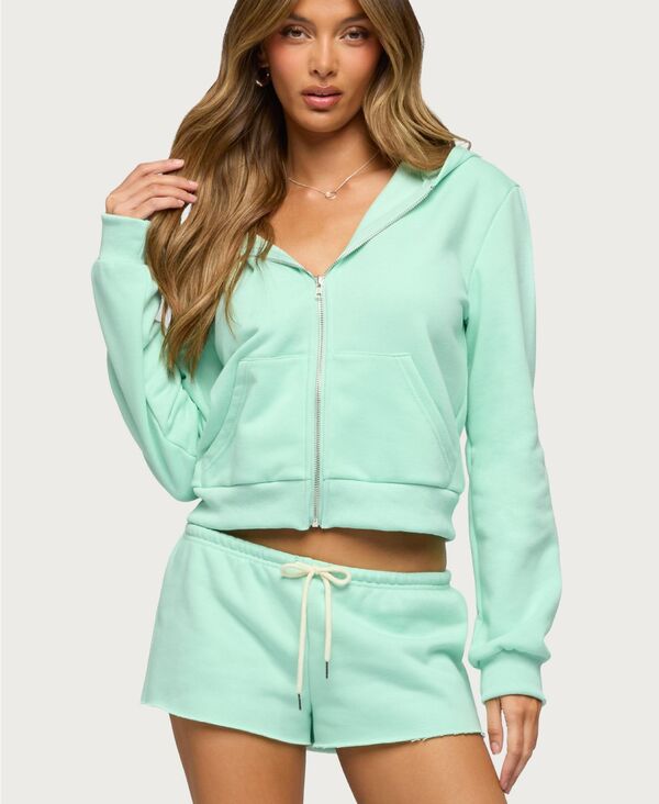 アディクテッド レディース アウター パーカー・スウェット Edikted Women's Lynette Zip Up Hoodie Aqua アクア|ReVida 店