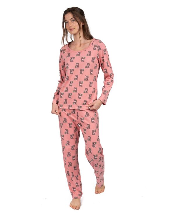 レベレット レディース アンダーウェア ナイトウェア コットン Leveret Women's Matching Family Two-Piece Cotton Long Sleeve Loose Fit Pajamas Koala pink ピンク|ReVida 店