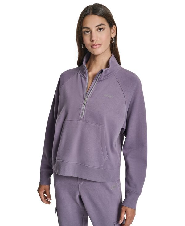 ダナ キャラン ニューヨーク レディース アウター パーカー・スウェット シャツ ロゴ DKNY Women'studded-Logo Half-Zip Sweatshirt Vesper｜ReVida 店