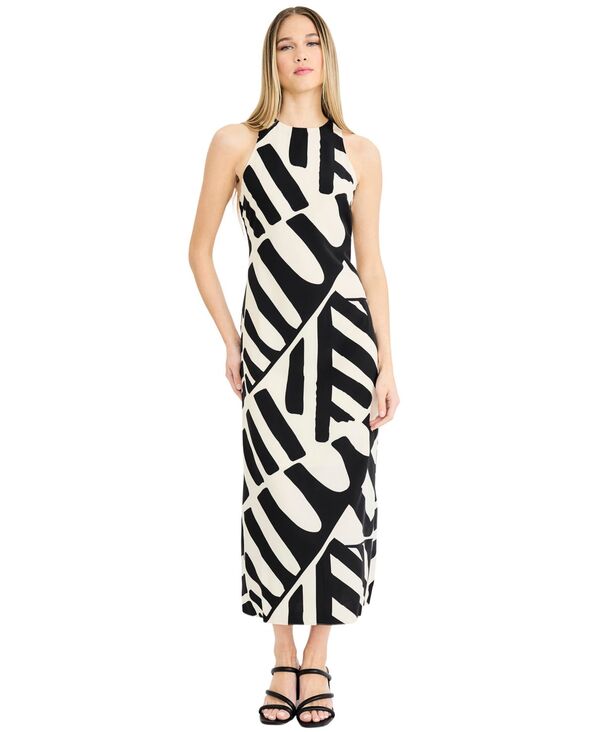 ドナモーガン レディース トップス ワンピース プリント ミディ ホルター Donna Morgan Women's Printed Halter Neck Midi Dress Cream/Black クリーム|ReVida 店