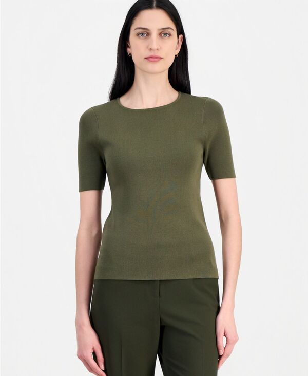 タハリエーエスエル レディース トップス Tシャツ セーター 半袖 Tahari ASL Women'short-Sleeve Sweater T-Shirt Martini Olive オリーブ|ReVida 店