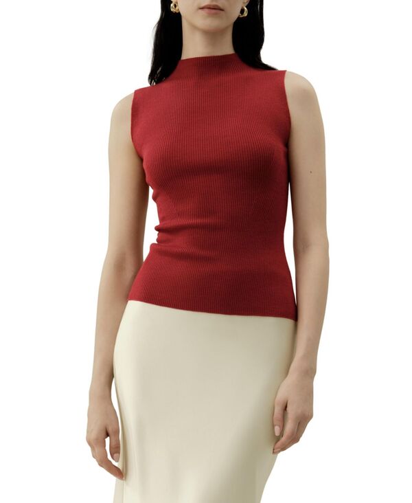 リリーシルク レディース トップス ベスト ウール ニット LILYSILK Women'seamless Knit Washable-Wool Vest Red レッド｜ReVida 店