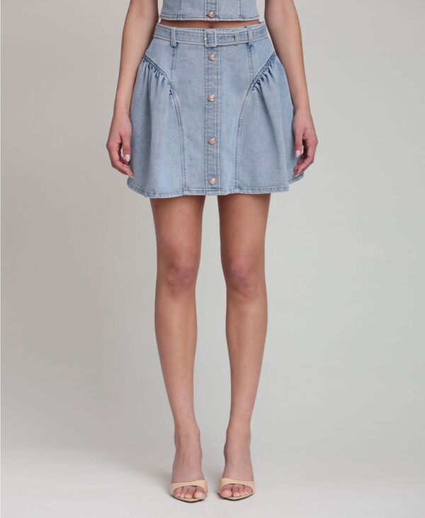 アヴェックレフィーユ レディース ボトムスカート ミニ Avec Les Filles Women's Belted Mini Skirt Satin Wash｜ReVida 店 15,360円