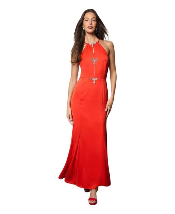 コースト レディース トップス ワンピース マキシ ホルター Coast Women's Diamante Bow Halter Maxi Dress Red レッド｜ReVida 店