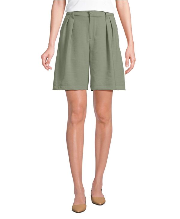 ランズエンド レディース ボトムス ハーフパンツ・ショーツ ショートパンツ Lands' End Women's Creaseless High Rise 8 Shortsage セージ｜ReVida 店