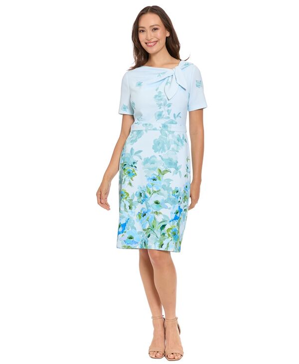 ロンドンタイムス レディース トップス ワンピース London Times Women'side-Tie Sheath Dress Blue/Peri ブルー|ReVida 店