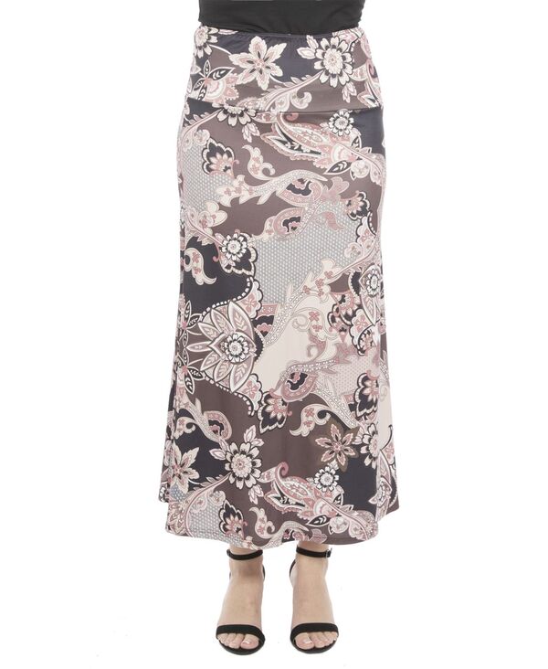 24 セブンコンフォート レディース ボトムスカート A ライン マキシ 24seven Comfort Apparel Women's Paisley Elastic Waist A-Line Maxi Skirt Print|ReVida 店