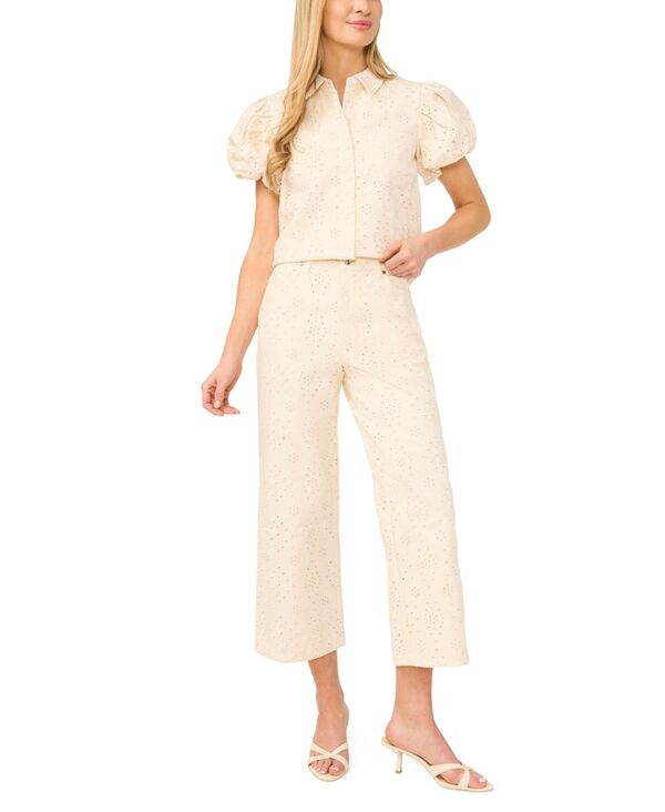 セセ レディース ボトムス デニムパンツ コットン クロップド ジーンズ CeCe Women's Mid-Riseyelet Cotton Cropped Jeans Warm Vanilla｜ReVida 店