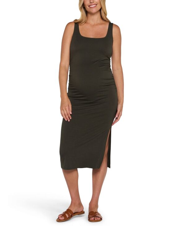 マザーフッドマタニティー レディース トップス ワンピース ギャザー ミディ ノースリーブ Motherhood Maternity Women\'sleevelesside Ruched Midi Dress Deep depths｜ReVida 店