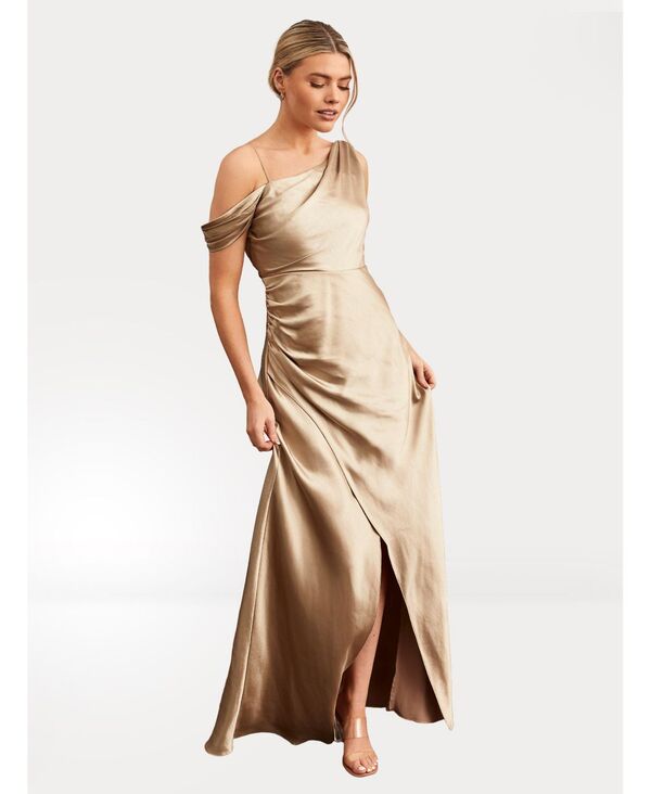 シックスストーリーズ レディース トップス ワンピース アシンメトリー サテン Six Stories Women's Asymmetric Bardot Satin Bridesmaidress Champange｜ReVida 店 44,880円
