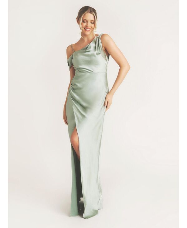 シックスストーリーズ レディース トップス ワンピース アシンメトリー サテン Six Stories Women's Asymmetric Bardot Satin Bridesmaidressage セージ｜ReVida 店