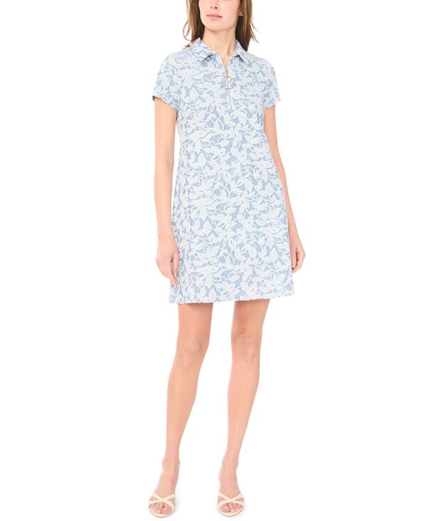 ミスク レディース トップス ワンピース キャップスリーブ キャップ MSK Women's Cap-Sleeve Colla red Swing Dress Denim デニム｜ReVida 店