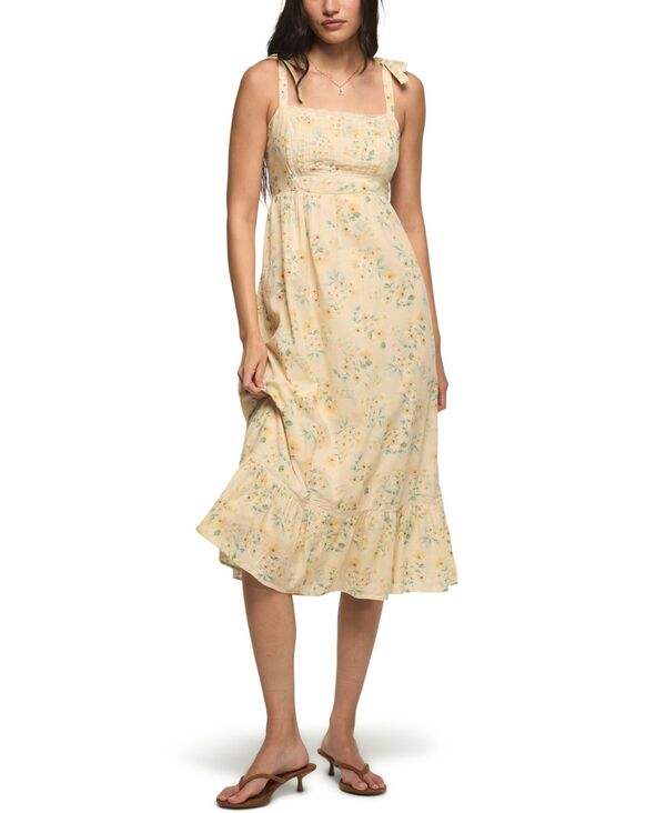 ラッキーブランド レディース トップス ワンピース レーストリム ミディ レース Lucky Brand Women's Classic Lace Trim Square Neck Midi Dress Yellow Floral イエロー|ReVida 店
